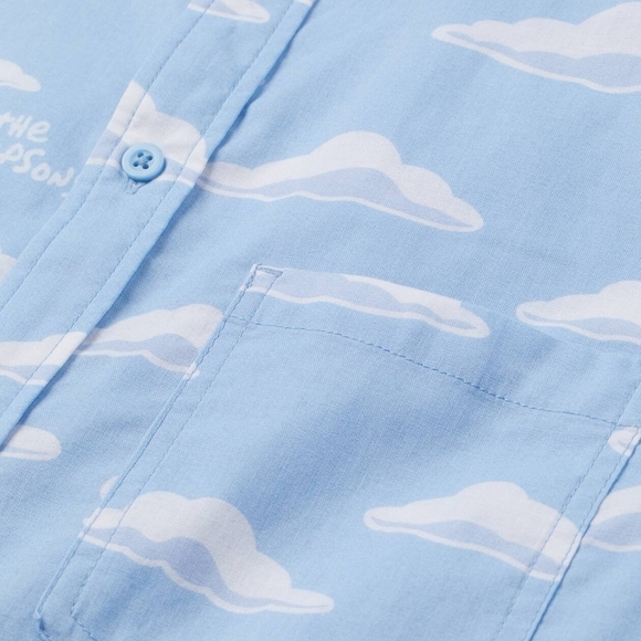 Rare Official H&M Men's The Simpsons TV  Series Cloud Design Resort Shirt - Picture 2 of 8